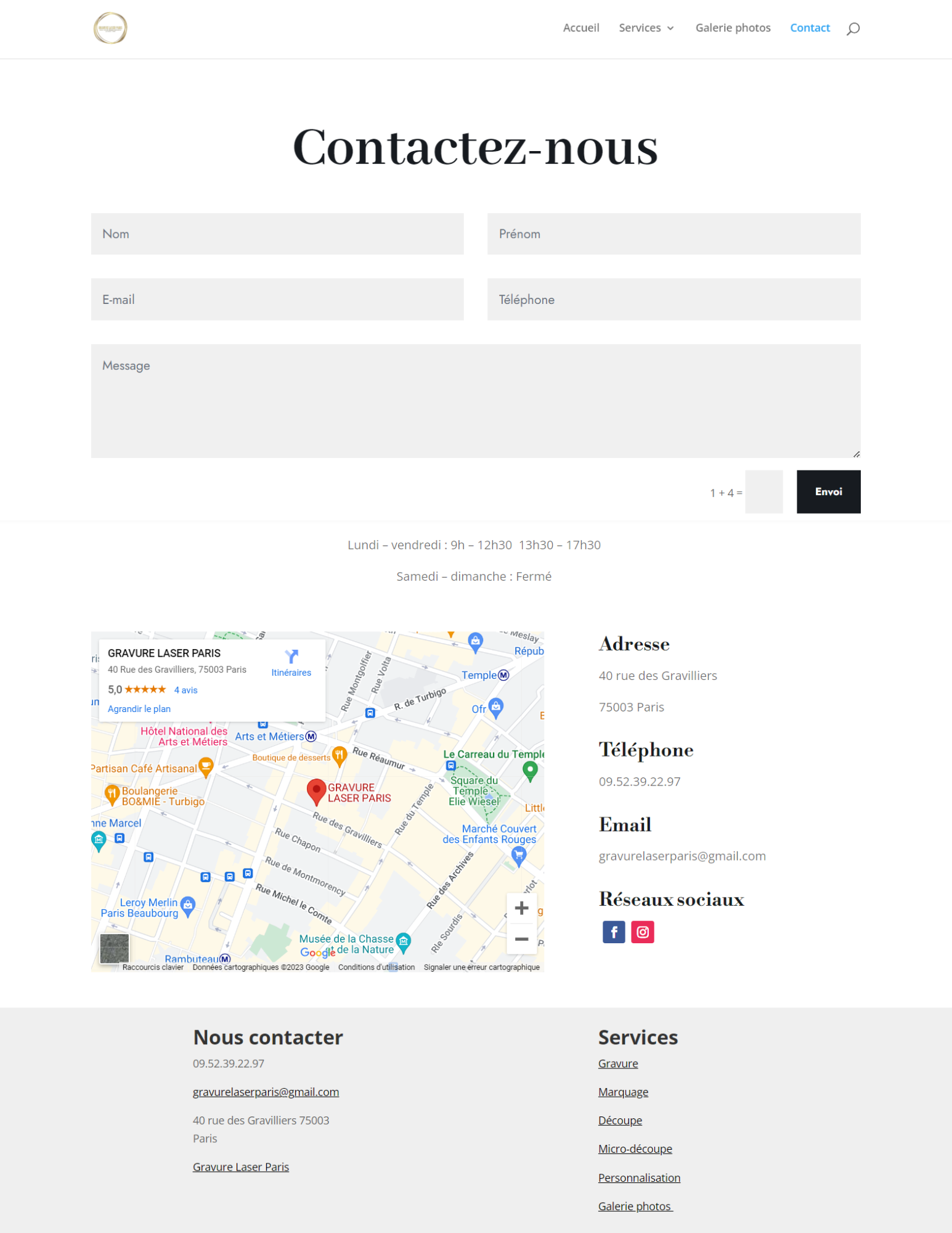 Site web Gravure Laser Paris